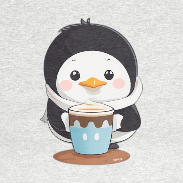 Cute penguin with coffee by Majkel&Majkel